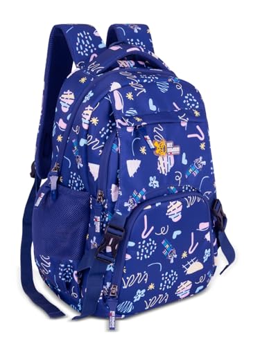 Image of Zara Sky Blue Doodle Dream School Backpack Pastel Fun Edition