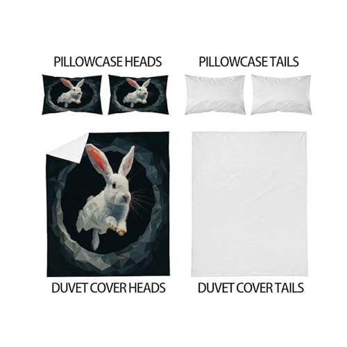 Housse de couette lapin anti-plis en literie microfibre single - 4
