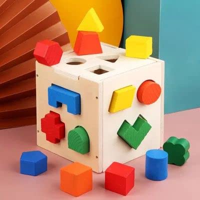 Tokid Toys - Delivers Bundle of Joy Wooden Geometric Shape Sorter Toys iwth 15 Shapes, Shape Sorting Cube Toy Box Classic Wooden Toys for Toddlers Kids, Gift for Girls Boys 2-4 (Natural Solid Wood) (B09T6HK9W1) Amazon Price History, Amazon Price Tracker