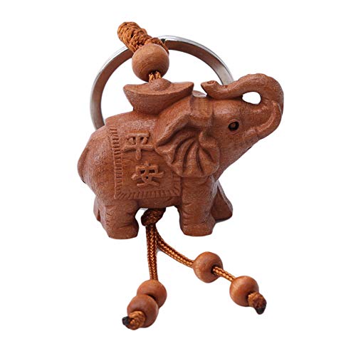 LJJYD Porte-clés éléphant en bois, porte-clés animal sculpté à la main Cover