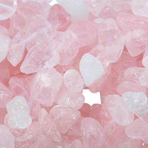 KYEYGWO Irrégulières Perles en Vrac de Chakra Pierres, Petits Gravier pour Bricolage Fabrication de Bijoux Bracelet Collier, 33", Quartz Rose Cover