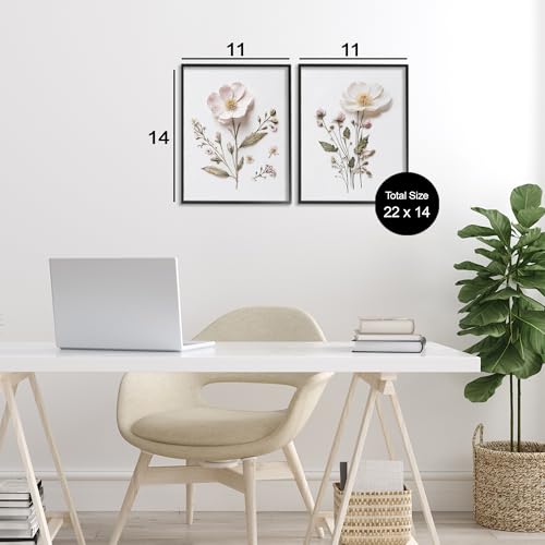 Giclées encadrées fleurs pressées blanches déco murale nature 35x27 - 3