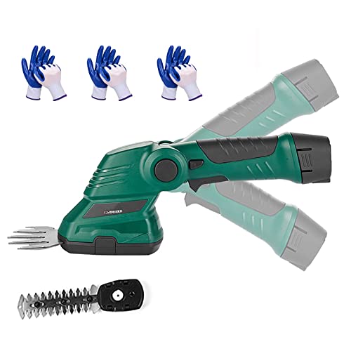 Tijeras cortacésped inalámbricas 2 en 1, cortadora de setos de mano, cortadora de césped eléctrica de 7,2 V, mango giratorio, batería recargable de iones de litio y cargador incluido para césped/jardí