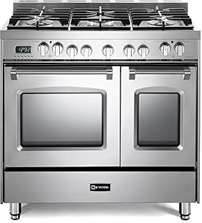 Verona Prestige Series VPFSGE365DSS 36 inch Dual Fuel Range 5 Sealed Burners Double
