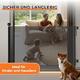 Allyson® Treppenschutzgitter Ausziehbar, Türschutzgitter bis 140 cm Treppengitter für Kinder & Haustiere, Kinderschutzgitter 85 cm Höhe, Haustierschutzgitter Einziehbar, Verstellbar & Stabil – Schwarz