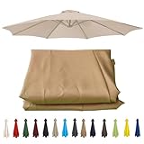 Tela De Recambio Sombrilla | 6/8 Varillas | Toldo De Recambio De Sombrilla De 200cm/230cm/270cm/300cm/350cm, Cubierta De Repuesto Para Parasol De Repuesto Resistente Y Gruesa(Khaki,6 RIBS: 300CM/9.8FT
