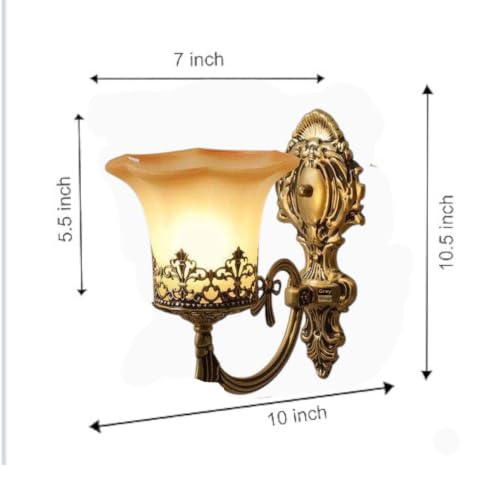 Image of GreyWings Antique Bronze Wall Light for Home Vintage Metal & Glass Decorative Wall Lamp with Wall Sconce for (Bulb not Included) Pack of 1