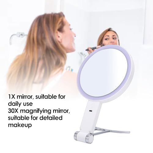 Espejo de aumento 30X con luz recargable de doble cara en ABS 5