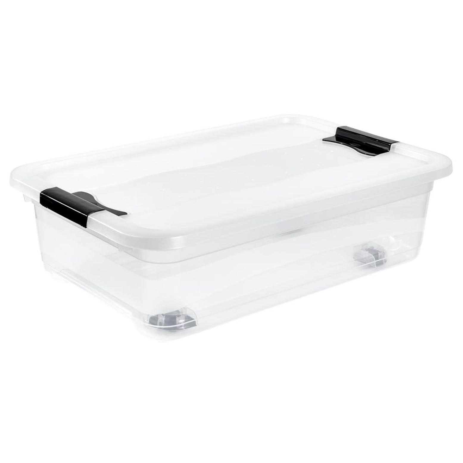 keeeper Boîte de rangement transparente avec couvercle et roulettes