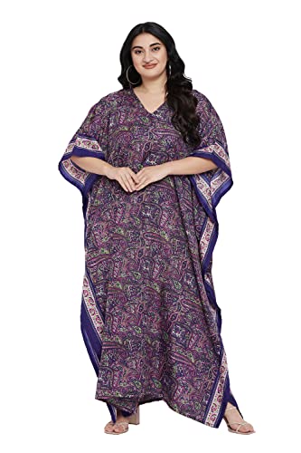 Image of Oussum Women Polyester Casual Long Plus Size Beach Caftan Cover Up Maxi Dress 1X-3X Summer Kaftan Dresses for Women