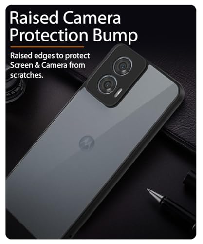Image of WOW IMAGINE Translucent Hybrid Back Case Cover for Motorola Moto Edge 50 Fusion 5G | Moto Edge G96 Fusion 5G Smoked Matte Back | Shockproof 360 Degree Protection | Protective Hard Case - Matte Black