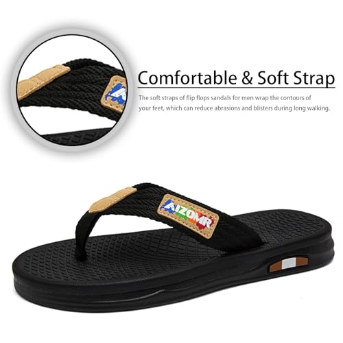 Image of Mens Flip Flops Thong Sandals Lightweight Comfortable Summer Beach Slides Soft Cushion Footbed Open Toe Slippers for Pool Showers Dorms Water Friendly Indoor and Outdoor