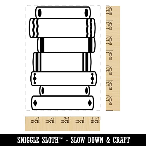 Book Tracker Stack Of Book Spines Rectangle Rubber Stamp For Stamping Crafting - 1.7In Small #TOP1
