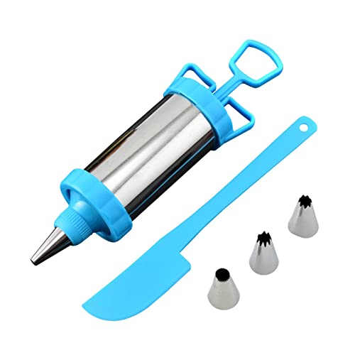 Stronrive Dessert Decorating Syringe Kit, Stainless Steel Cupcake Injector with 3 Nozzles Tips 1 Spatula, Dessert Decorator Baking Tools for Cream Icing Fondant Cupcakes Cookies