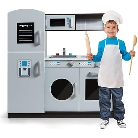 GYMAX Wooden Kids Kitchen Play Set with Sounds Cover