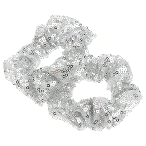 Lurrose 2PCS Christmas Sequins Scrunchies Elastic Hair Ties Ponytail Holders Bun Cover Hair Accessories for Women Teen Girls