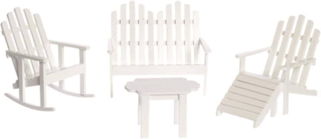 Hоttеѕt Sаlе Aztec Imports, Inc. Dollhouse Miniature 5-Pc. White Adirondack Furniture Set
