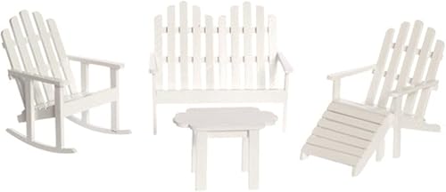 Aztec Imports, Inc. - Juego de muebles de casa de muñecas en miniatura de 5 piezas, color blanco Adirondack