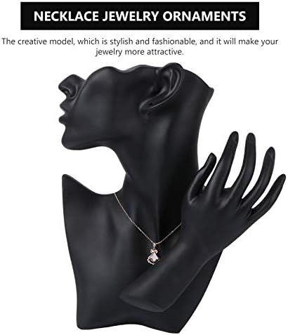 Holibanna Black Resin Pendant Earring Chain Display Mannequin Stand Display Bust Holder Organizer Hand Jewelry Bracelet Necklace Ring Display Rack Home Desktop Decoration Gift