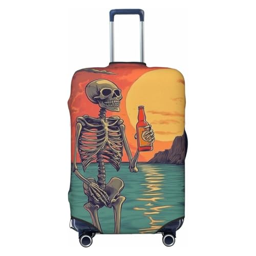 Skull Print Travel Luggage Cover Elastic Baggage Protector Fits 25-28 Inch Luggage