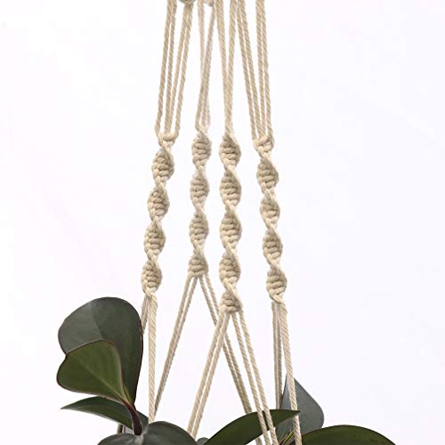 DOITOOL Cesto de vaso de flores para pendurar à mão - bolso de rede de corda de algodão tecido, cest