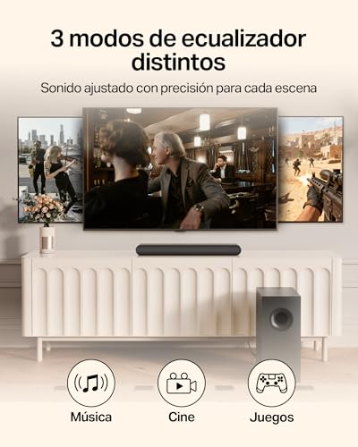 OXS S21 Barra de Sonido, 2.1 con subwoofer, Sonido Preciso con Graves Profundos, 180 W, 3 Modos de Ecualización, Ideal para Películas, Música y Juegos, Diseño Ultra Compacto, Fácil instalación - imagen 6