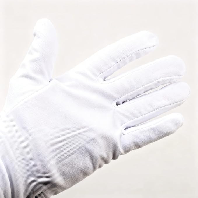 Microfiber Cleaning Gloves, White, Anti-Scratch & Anti-Fingerprint Protection for Jewelry