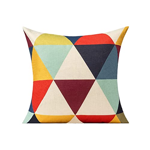All Smiles Outdoor Throw Pillow Covers Fall Decor Patio 22X22 Set Of 4 Colorful Modern Cushion Cases Cojines Couch Sofa Decoration Porch For Home Living Room Geometric Triangle Orange Yellow #TOP4