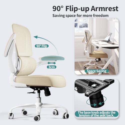 Image of TRALT Office Chair - Ergonomic Desk Chair with Adjustable Lumbar Support, Mesh Computer Chair, Executive Chair for Home Office Comfortable Lumbar Support (1, Greige)