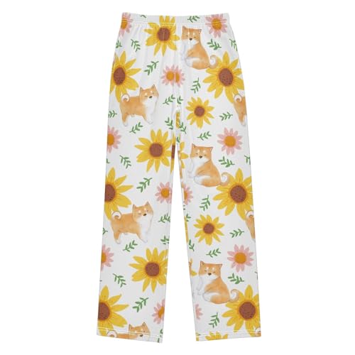 Boys' Pants Dogs and Sunflowers Long Bottoms Jogger Pants Elastic Waist Trousers with Pockets S-XL