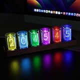 Tikonir Nixie Tube Clock, Desk Digital Clocks with 7 Modes Display, Glow Tube Clocks with Digital Alarm Clock, Countdown, Brightness Adjustment, 12/24H Display, Nixie Clock Kit, Ideal Gift for Friends