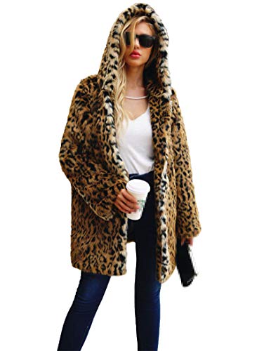 Preisvergleich Produktbild BoxJCNMU Kunstpelzmantel mit Leopardenmuster Luxus-Frauenmantel Winter Warme Mode Leopard Kunstpelz Frauen Multi M