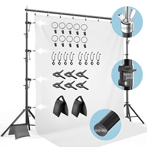 LimoStudio 10 ft. Wide x 10 ft. High (New Generation) Upgrade Heavy Duty Backdrop Stands, Metal Head Cap Design, Enhanced Joints, No Wobble, Anti Slip Rubber Shoes, Complete Accessory, AGG3132