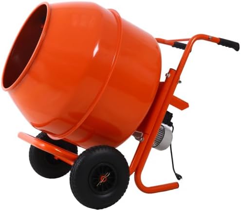 8 Cu. Ft. Electric Cement Mixer, Wheel Barrow Portable Concrete Mixer Machine, Horizontal Cement Mixing Tools for Stucco, 224L 115V-60HZ