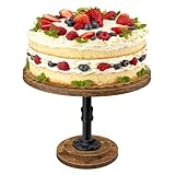 LLAXERGU Cupcake Stand, Rustic Industrial Wood Cake Stand Tiered Tray Stand Dessert Table Display Set Tiered Cake Stand for Party, Wedding, Birthday