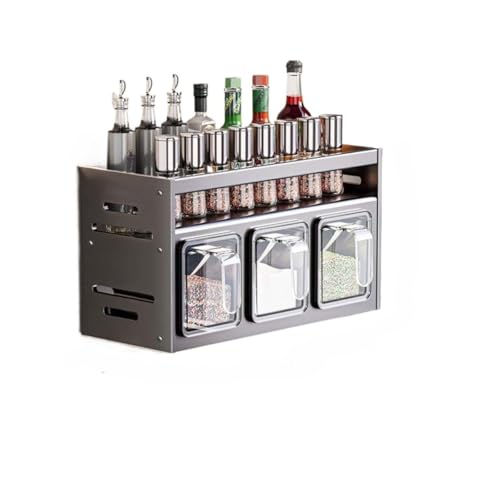 Fiozwea キッチンスパイスラック スパイス収納ラック 壁掛け 組み立て不要 穴あけ不要 多機能スパイスジャー 大容量収納ボックス 家庭用キッチン整理 壁掛け (26.5*10.5*11.8CM,A)