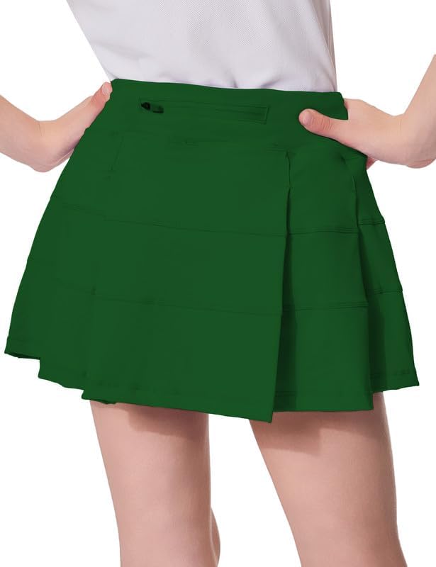 Girls Pleated Tennis Skirts High Waisted Athletic Golf Skorts with Pockets School Skirt Built in Shorts for Teen Kids