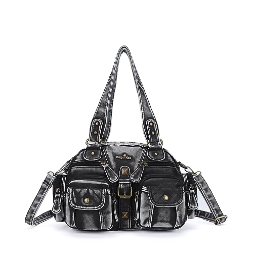 Angel Kiss Hobo Crossbody Purses for Women Shoulder Bag Multipocket Soft Hobo Purses Removable Strap Leather Handbags