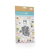 pixolo Pegatinas divertidas con aspecto 3D Trend, parte trasera adhesiva, 31 pegatinas