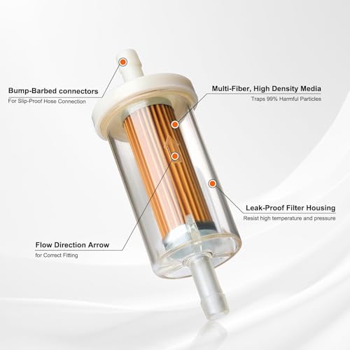 Hipa 695666 845125 695666 Fuel Filter For Briggs And Stratton 691035 493629 Mtd Craftsman Troy Bilt John-D-Eer D100 D105 D110 D120 D125 Lawn Mower Tractor 1/4 Inch Gas Fuel Filter thumb #3