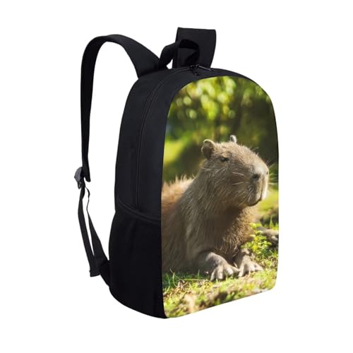 Kids Animal Backpack for School Student 17 Inch Novelty Causal Capybara Backpack for Boys Girls Padded Back & Straps Lightweight Cute Bookbag with Side Pocket Kids Daypack2