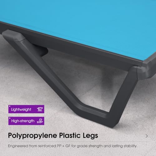 Image of PURPLE LEAF Patio Chaise Lounge Aluminum Outdoor Chair Pool, Turquoise Blue | Plastic + Glass fiber Legs, Aluminum Frame, Quick-Dry Comfort UV, 5 Recline Angles, 5% Wider Seat, Stackable, Lightweight