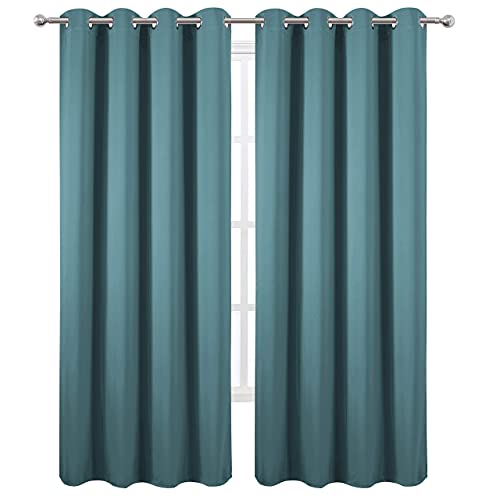 Image of LEMOMO Sea Teal Thermal Blackout Curtains /52 x 84 Inch /Set of 2 Panels Room Darkening Curtains