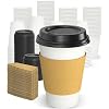 Dealusy 100 Pack 12 oz Disposable Coffee Cups with Lids and Sleeves, Sturdy Thick Paper & Leak-free Insulated to Go Paper Hot Coffee Cups with Sip Lids for Hot & Cold Beverage