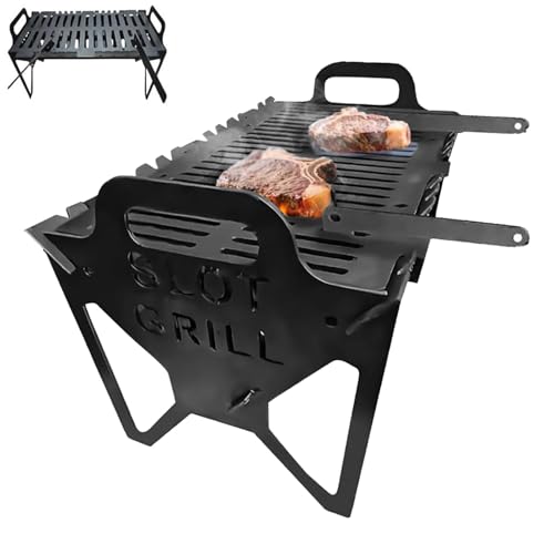 Barbacoa de carbón portátil – Barbacoa de metal de metal a la parrilla mini compacta y robusta | Ideal para balcón, camping, playa, viajes, patio, picnic