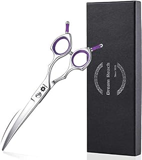 Dream Reach Professional 6.5 Inch Dogs Grooming Curved Scissors, Pet Curve Shears for Cat and Small Dog Shears Or Any Breed Trimming Cuts, Design for Professional Groomer (Purple-Down Curved)