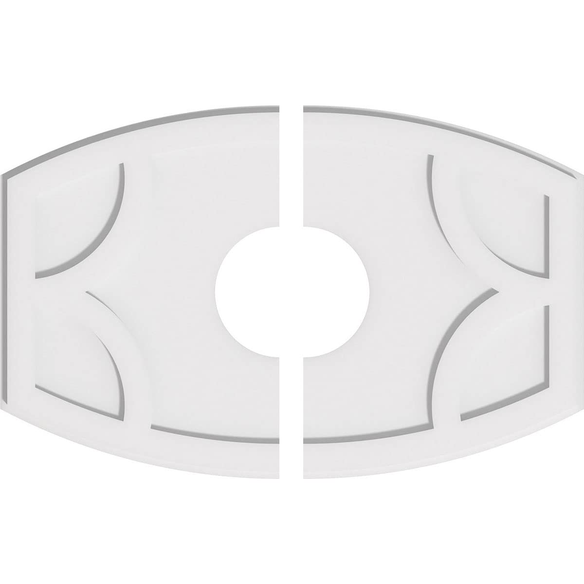 Ekena Millwork CMP30X20KY2-07000 Kailey Architectural Grade PVC Contemporary, Two Piece Urethane Ceiling Medallions 30"W x 20"H x 7"ID x 16 1/4"C x 1"P