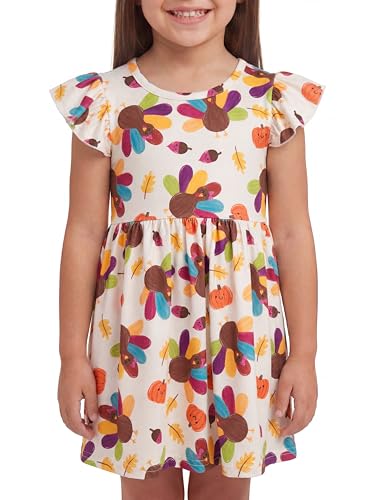 Image of Unique Baby Girls' Short Sleeve Everyday Printed Dresses for Kid and Toddler, Sizes 2T-12Y