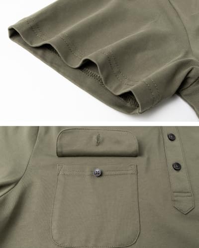 Camiseta polo para hombre de manga corta de algodón, ideal para golf y trabajo, con 2 bolsillos miniatura 6