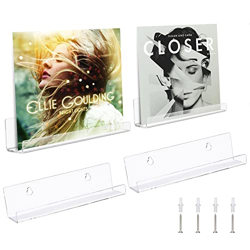 Demarsen 2 Pack Vinyl Record Shelf Acrylic Wall Shelves Acrylic Shelves For displaying vinyl records book photo album